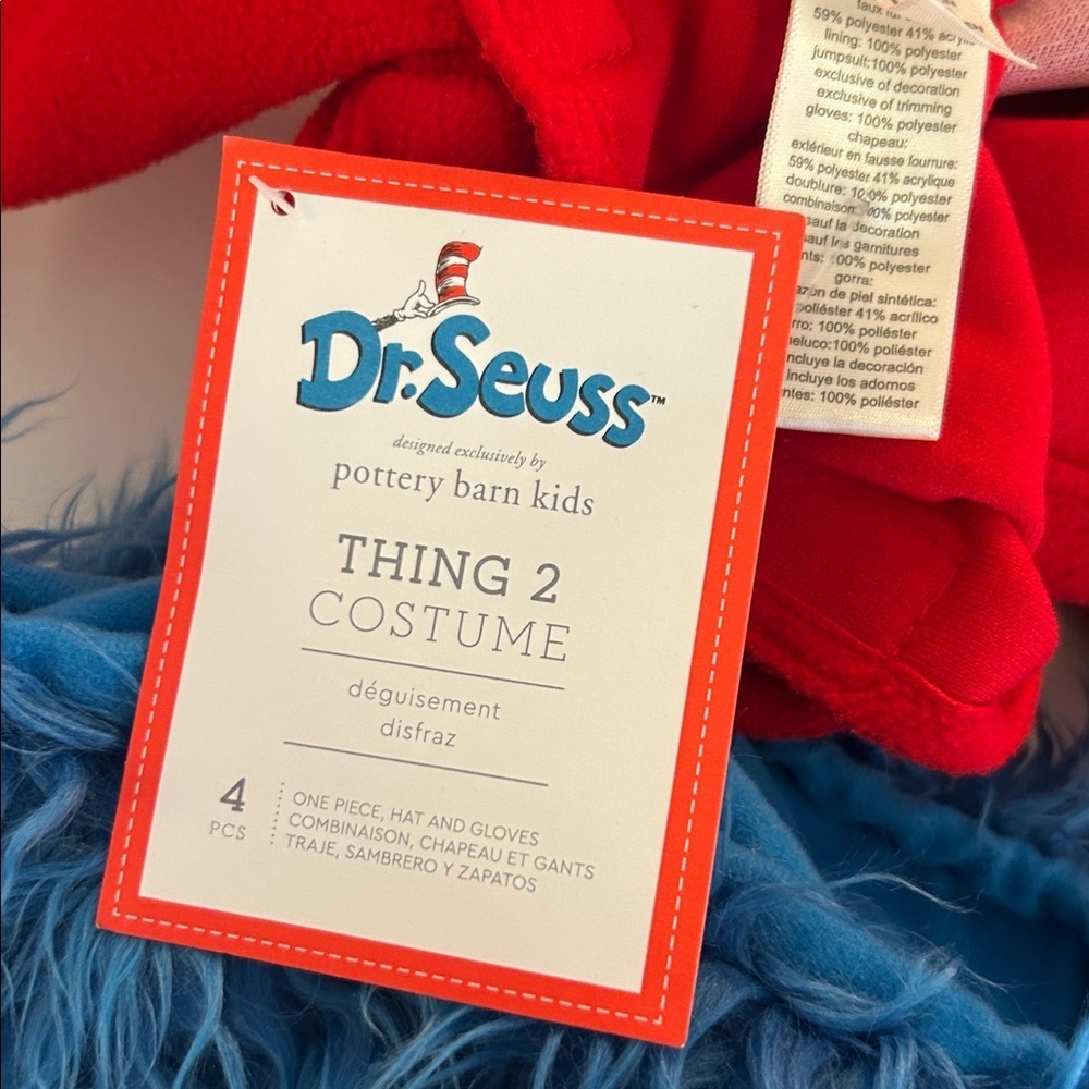 Pottery Barn Kids Dr. Seuss Thing 2 Costume Size 2T-3T Unisex New with tags! - Picture 10 of 11
